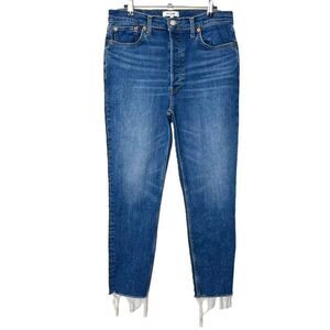 RE/DONE 90s High Rise Ankle Crop Royal Fade Button Fly Jeans Women’s 31